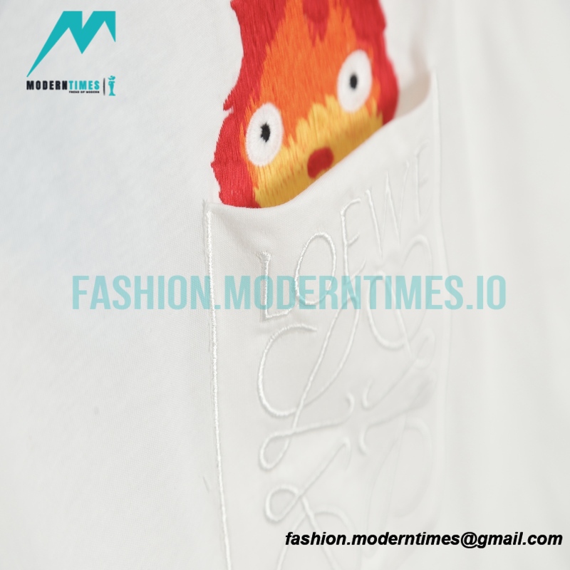 Loewe - 23SS Flame Four-leaf Clover Pocket Short-sleeved T-shirt Loewe - 23SS Flame Four-leaf Clover Pocket Short-sleeved T-shirt